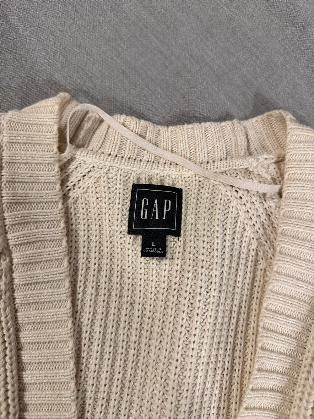 GAP Beige Open-Front Ribbed Knit Cardigan - Picture 2 of 4